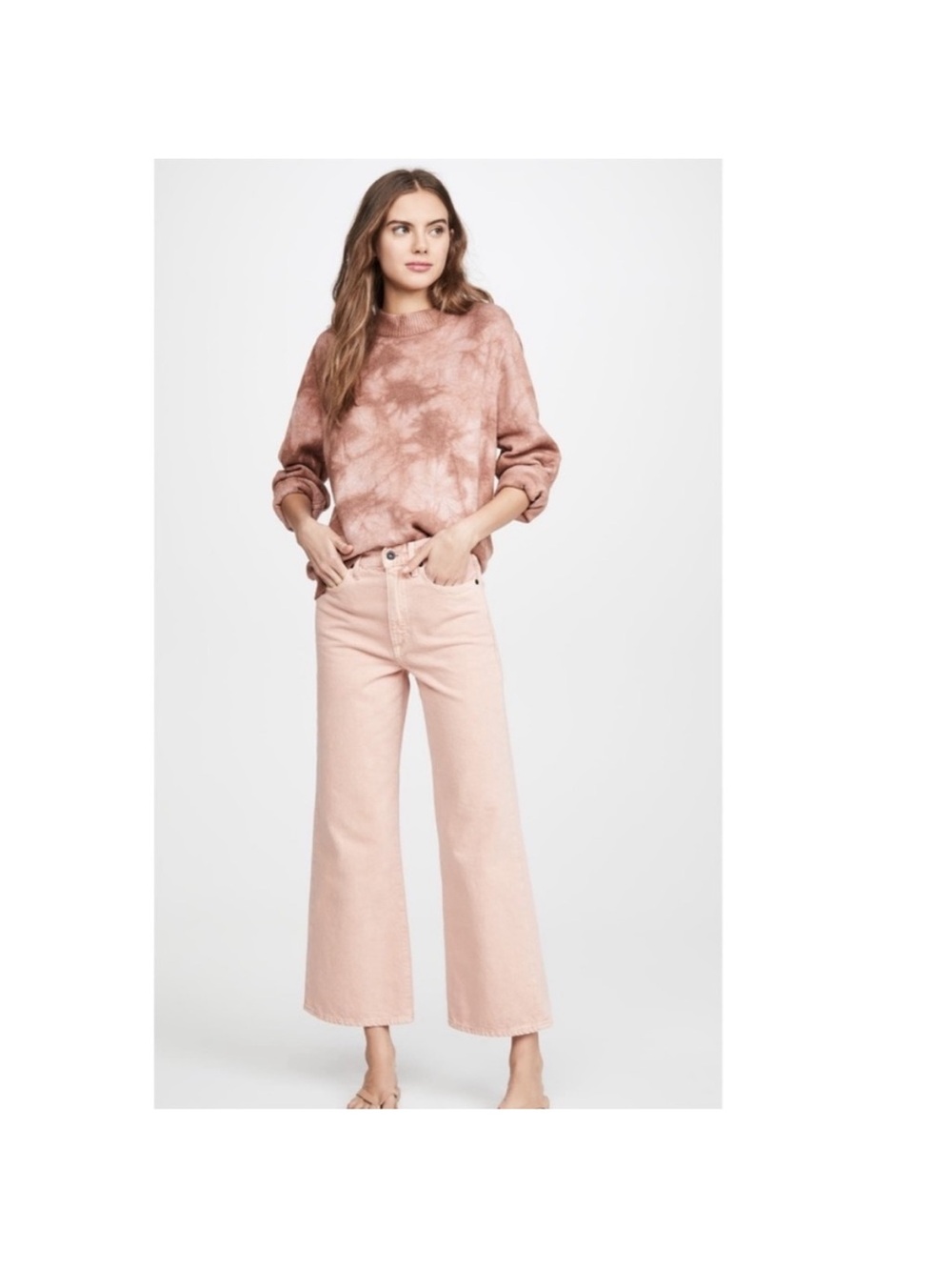 SLVRLAKE Grace Ankle Wide Leg Jeans in Blush